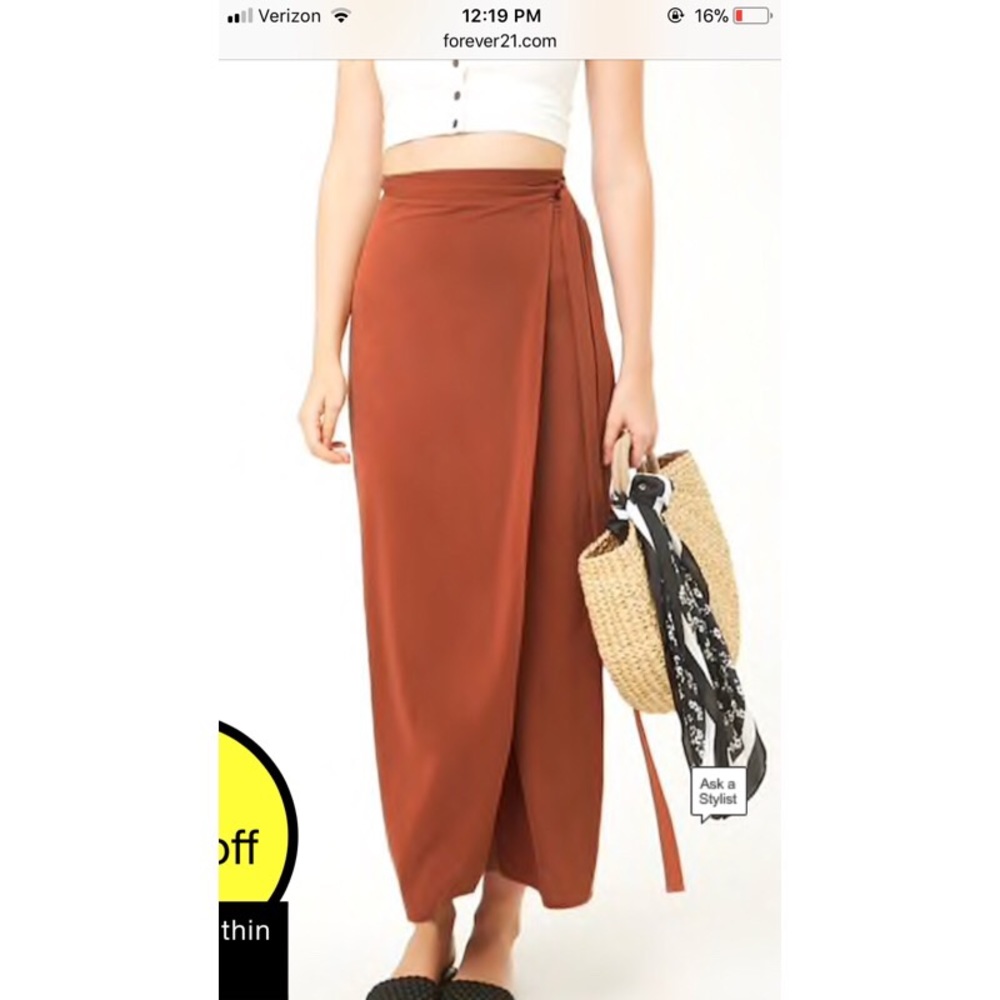 Chestnut wrap maxi skirt
